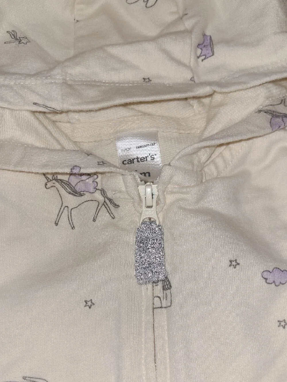 Carters Made Of Magic Baby Unicorn Hoodie Set with Lavender Onesie Size 6 Months